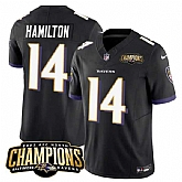 Men & Women & Youth Baltimore Ravens #14 Kyle Hamilton Black 2023 F.U.S.E. AFC North Champions Vapor Limited Jersey,baseball caps,new era cap wholesale,wholesale hats